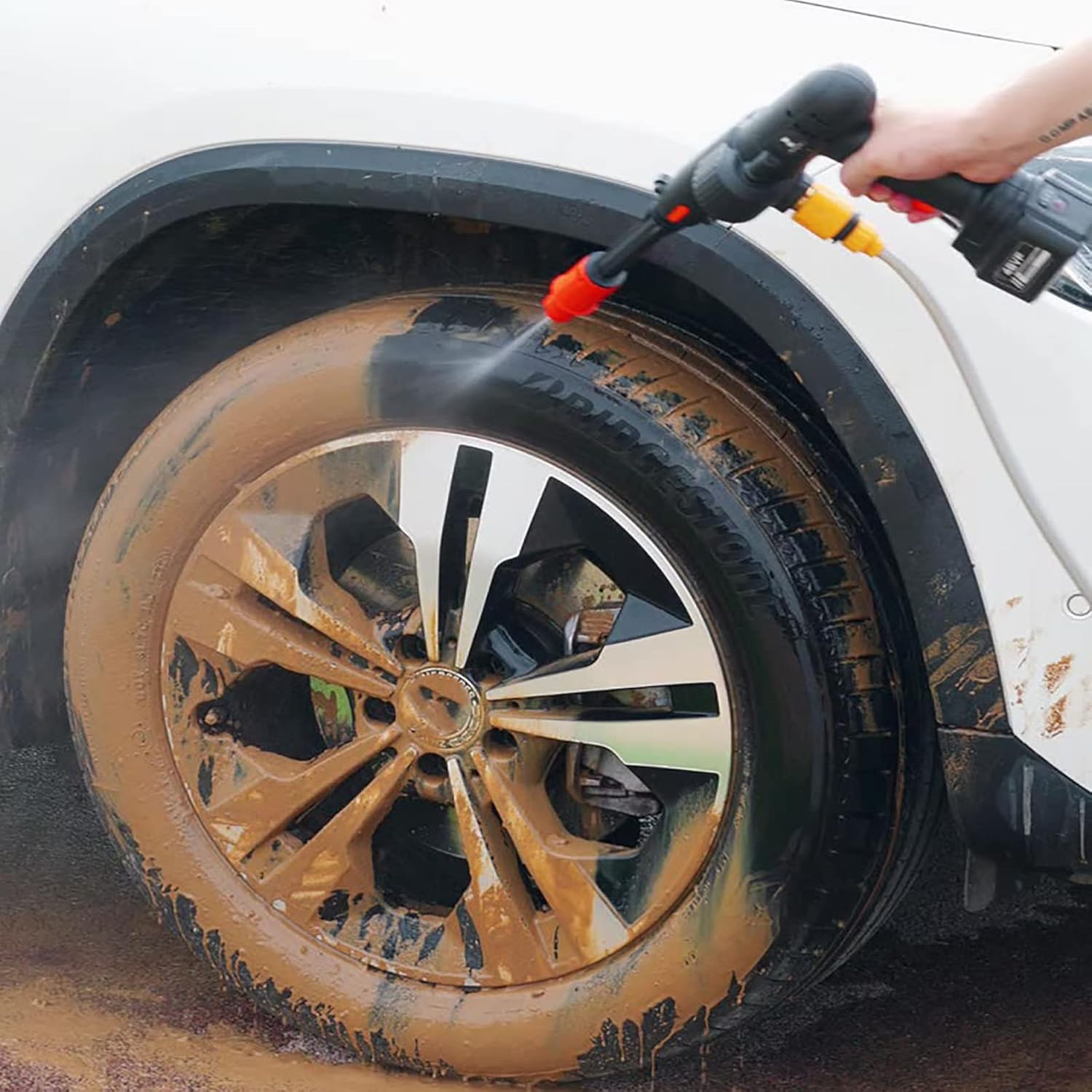 21V コードレス フォームスプレー 洗車機とアクセサリー ポータブル 電動 高圧洗車機 ガーデン テラス 窓掃除 (M)