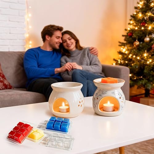 Miniatura 6 de Jucoan Paquete de 100 moldes de plástico para cera derretida, 6 cavidades cuadradas transparentes para derretir cera para manualidades, velas