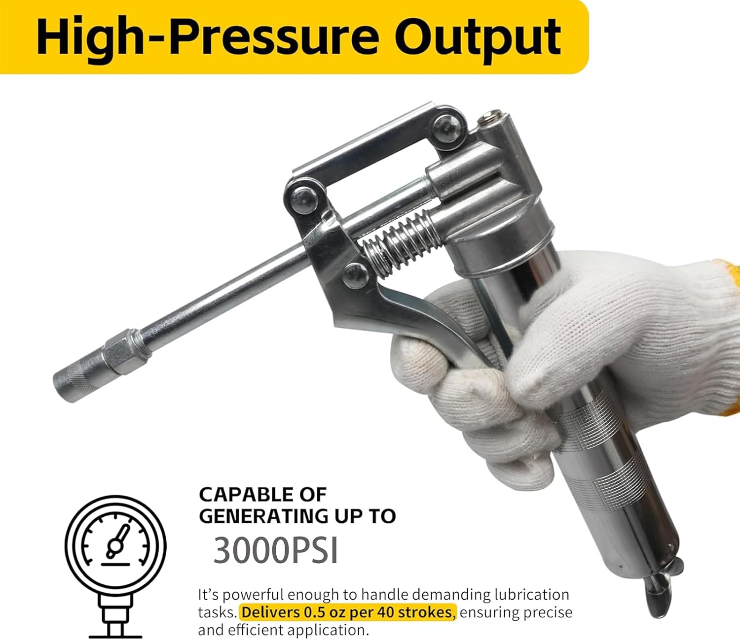 GSXRB Mini Grease Gun with 12'' Flex Hose, Reinforced Coupler for Automotive,Marine 3000PSI (MiNi Grease Gun)