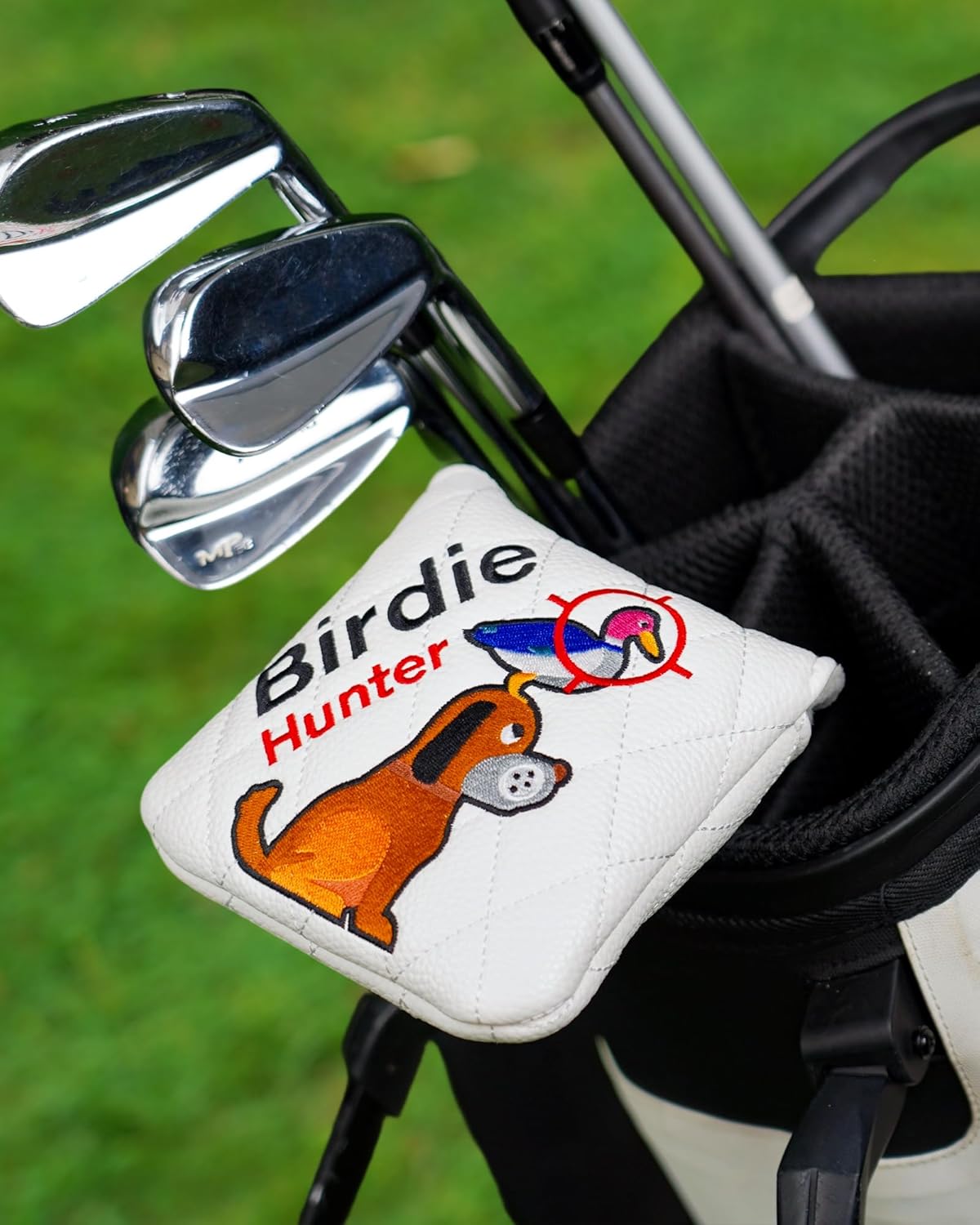 Big Teeth Golf Club Covers Golden Retriever, Golf Head Covers Mallet Putter Cover Putter Cover Magnetic Birdie Hunting Embroidered Headcover White Golf Club Head Covers