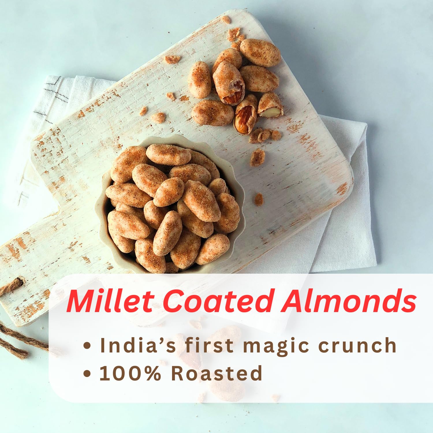 Plant Power Millet Coated Protein Almonds | Sizzling Jalapeno Roasted Badam Namkeen Snacks | 6g Plant Protein Per Serving | Vegan Gluten Free Healthy Diet Food For Weight Management | 210g 1