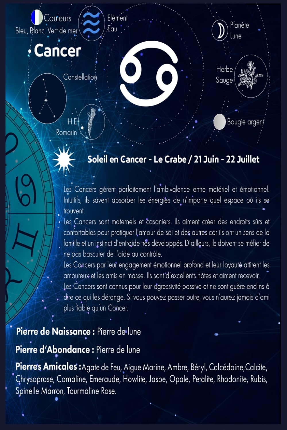 Soleil en Cancer: Les pierres du Cancer et ses rituels (Lithothérapie des signes solaires)