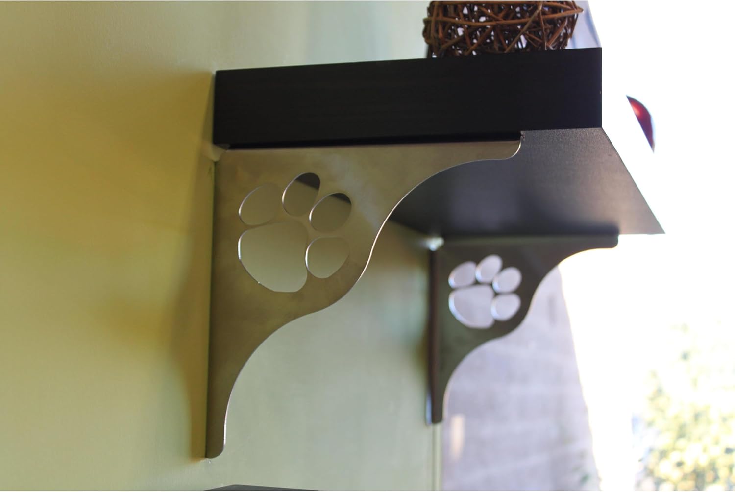 Cascade Manufacturing Dog Paw Theme Stainless Steel Shelf Bracket Brushed Finish Shelf Support Corner Brace Animal Theme (Left)