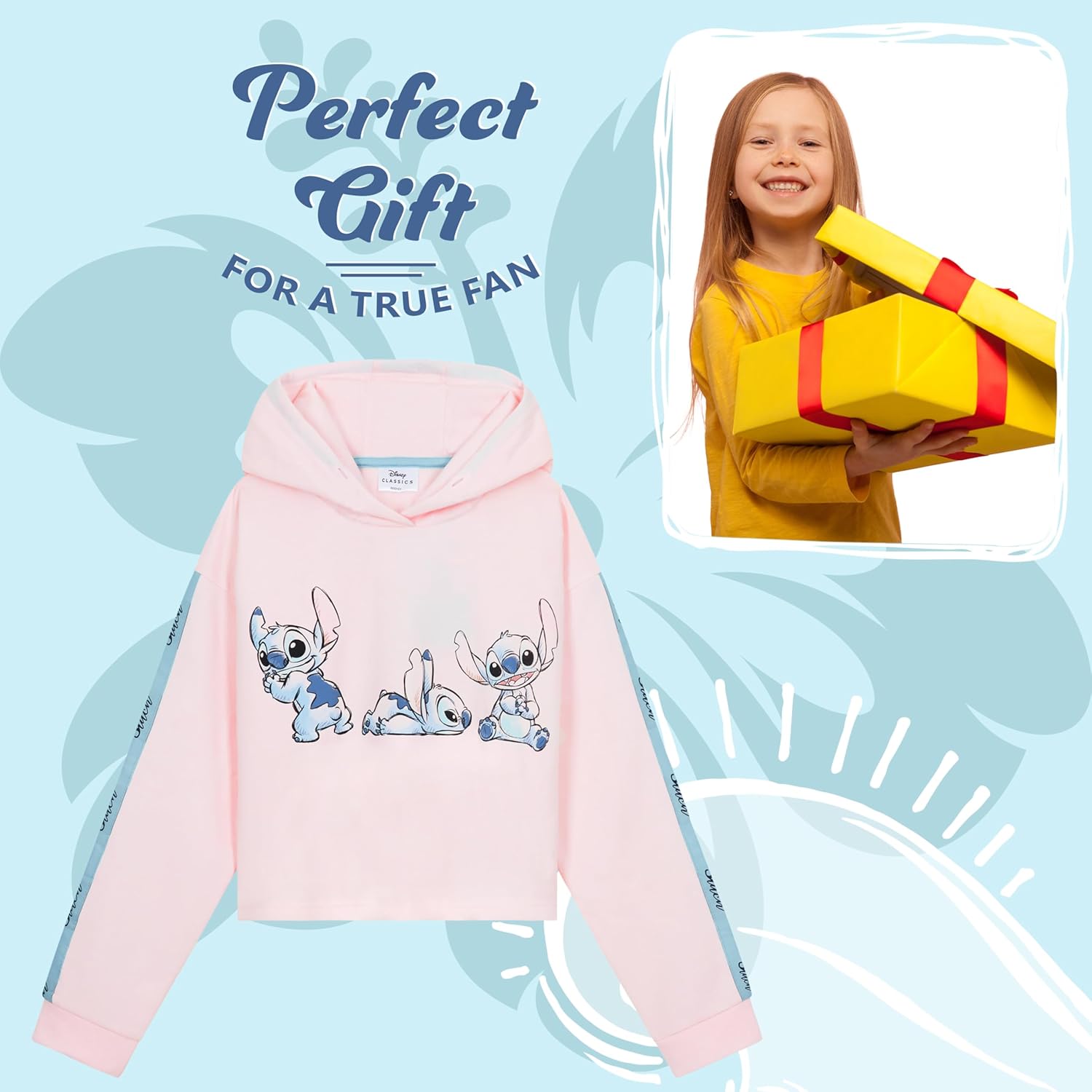 Disney Stitch Hoodie for Girls and Teens Comfy Cropped Top Cute Clothes for Kids - Image 2
