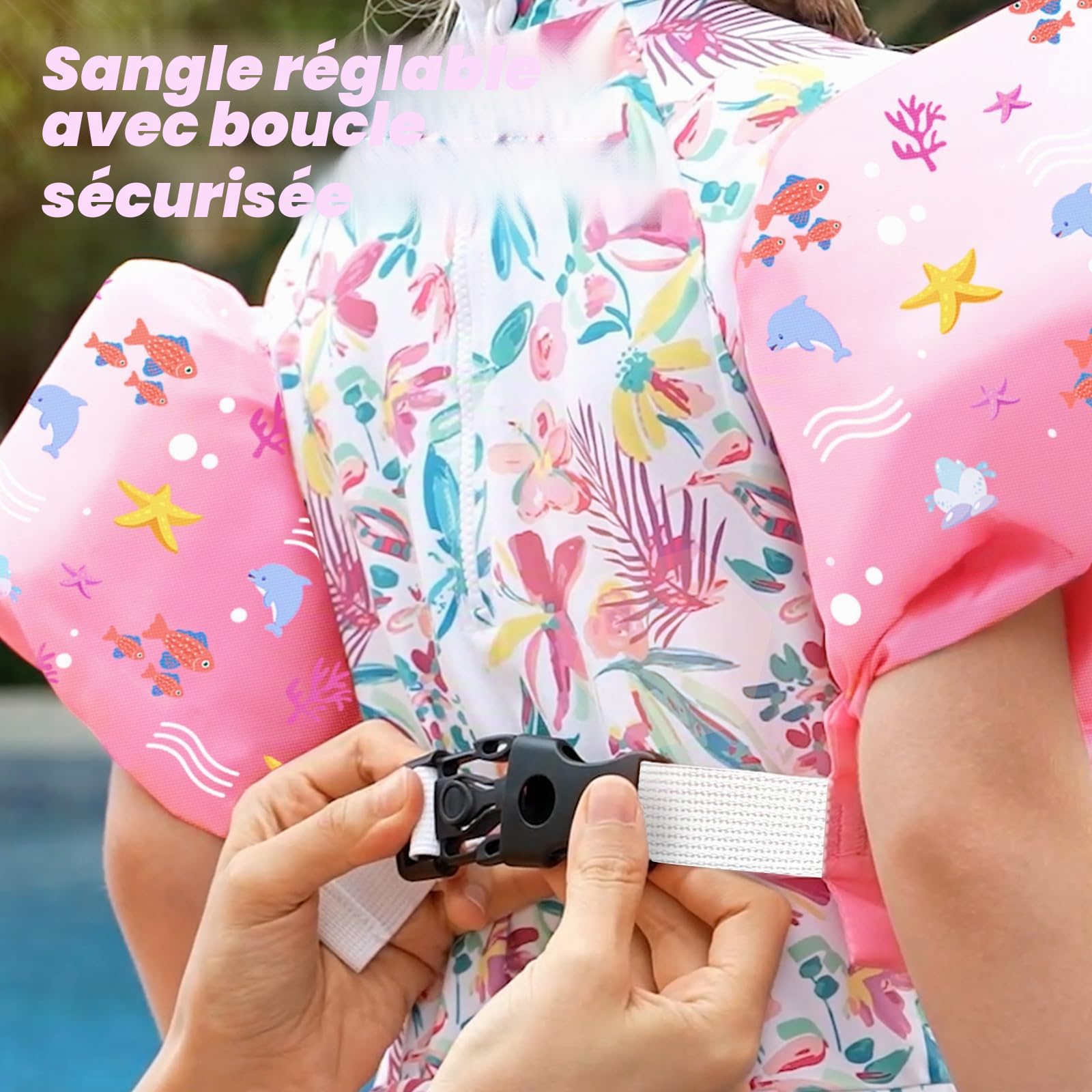 HeySplash Gilet de Flottement de Natation, Gilet de Natation avec Sangle Réglable pour Enfants 9-22/15-30 KG, Brassard d'apprentissage à la Natation Flotteur de Piscine avec Sifflet
