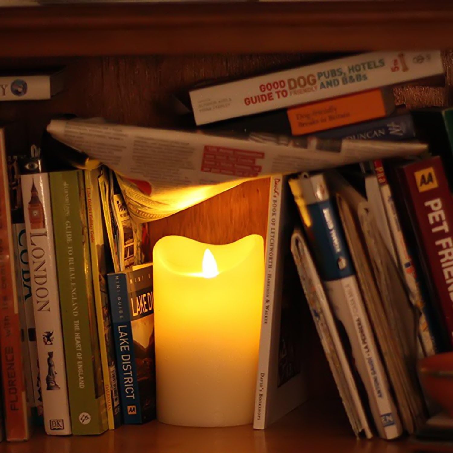 Novelty Place Flickering LED Candles, Lifelike Swinging Flame Battery Powered Realistic Flameless LED Candle - Warm White