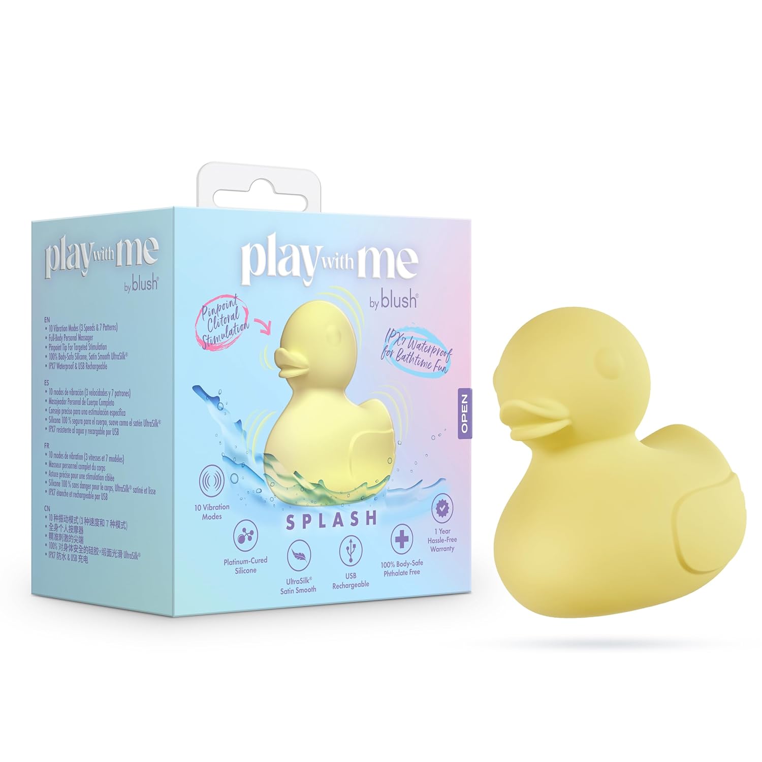 Blush Play with Me 3 Splash Silicone Clitoral Vibrator - Pinpoint Nipple Vaginal Mini Massager - 10 Vibe