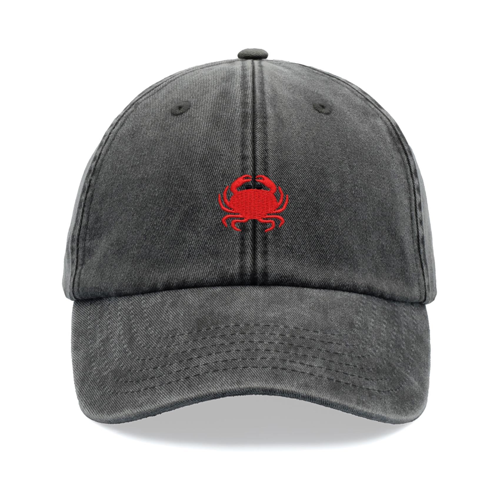 Crab Baseball Cap Vintage Washed Unisex Dad Hat Adjustable Black