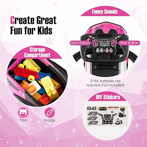 Miniatura 3 de HONEY JOY Lamborghini - Cochecito de juguete para niños pequeños, con asa de empuje y barandilla desmontable, sonido de bocina y motor,