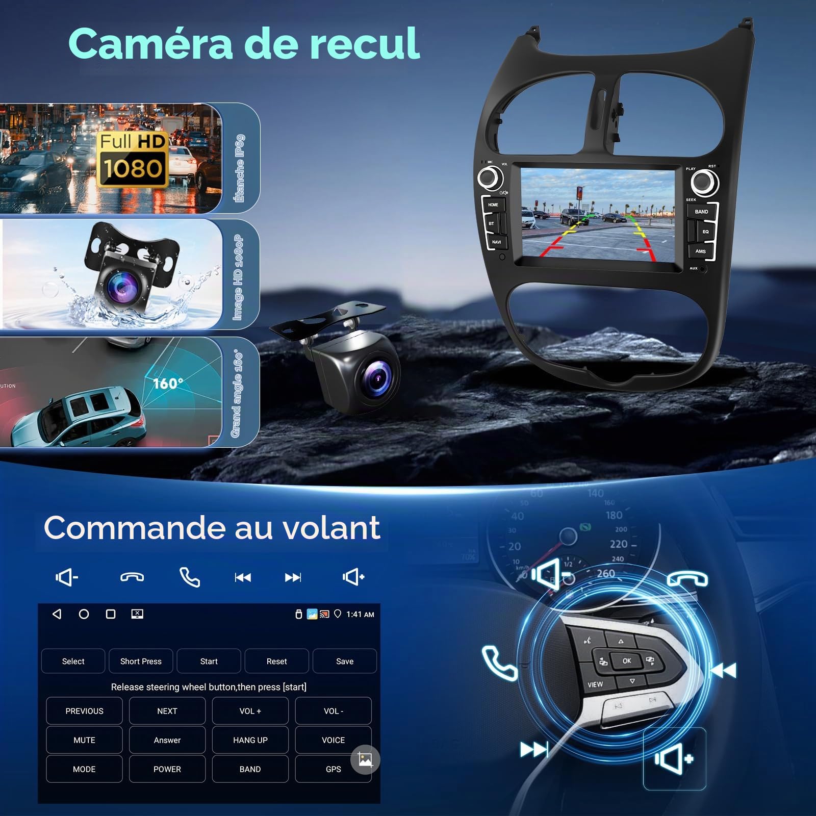 4GB+64GB Android Autoradio pour Peugeot 206 206CC 206SW 1998-2016 Citroen C2 2004-2008, Hodozzy 6,2 Pouces Écran Tactile avec Carplay sans Fil Android Auto GPS WiFi Bluetooth FM/RDS DSP Canbus Caméra