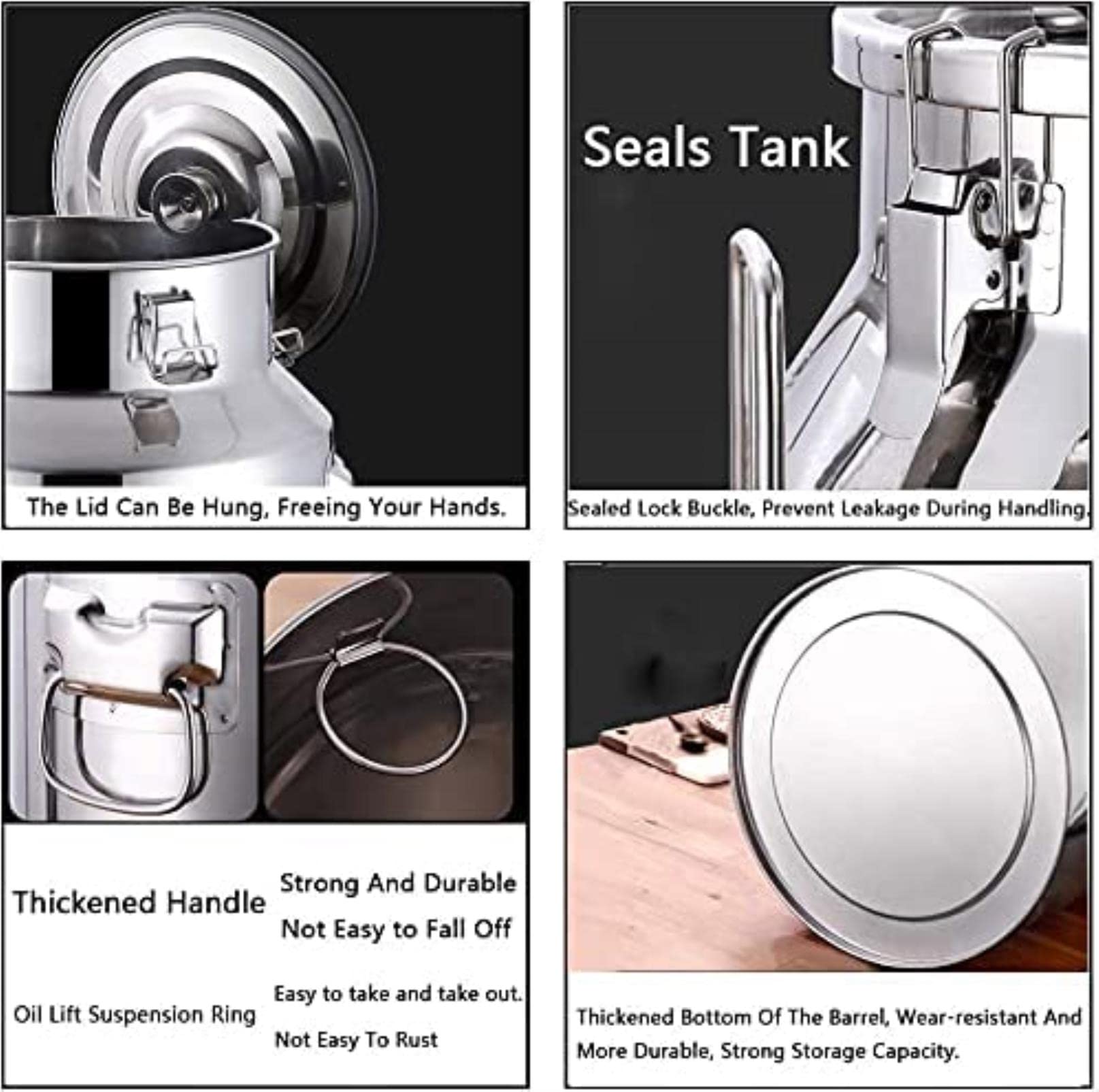 BanBe Cubo hermético de Acero Inoxidable para Almacenamiento de latas de Leche, para almacenar y Transportar contenedores de Alimentos con Tapa líquida