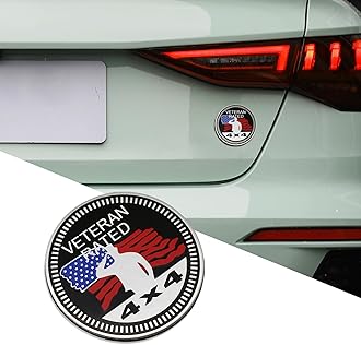 3D Car Badges Emblems, Duck Rated Emblem, 4 x 4 Metal Automotive Badge, Round Emblem Decals, Exterior Emblems Badge Compatible with Jeep Wrangler Vehicles Trucks SUV (Veteran Rated)