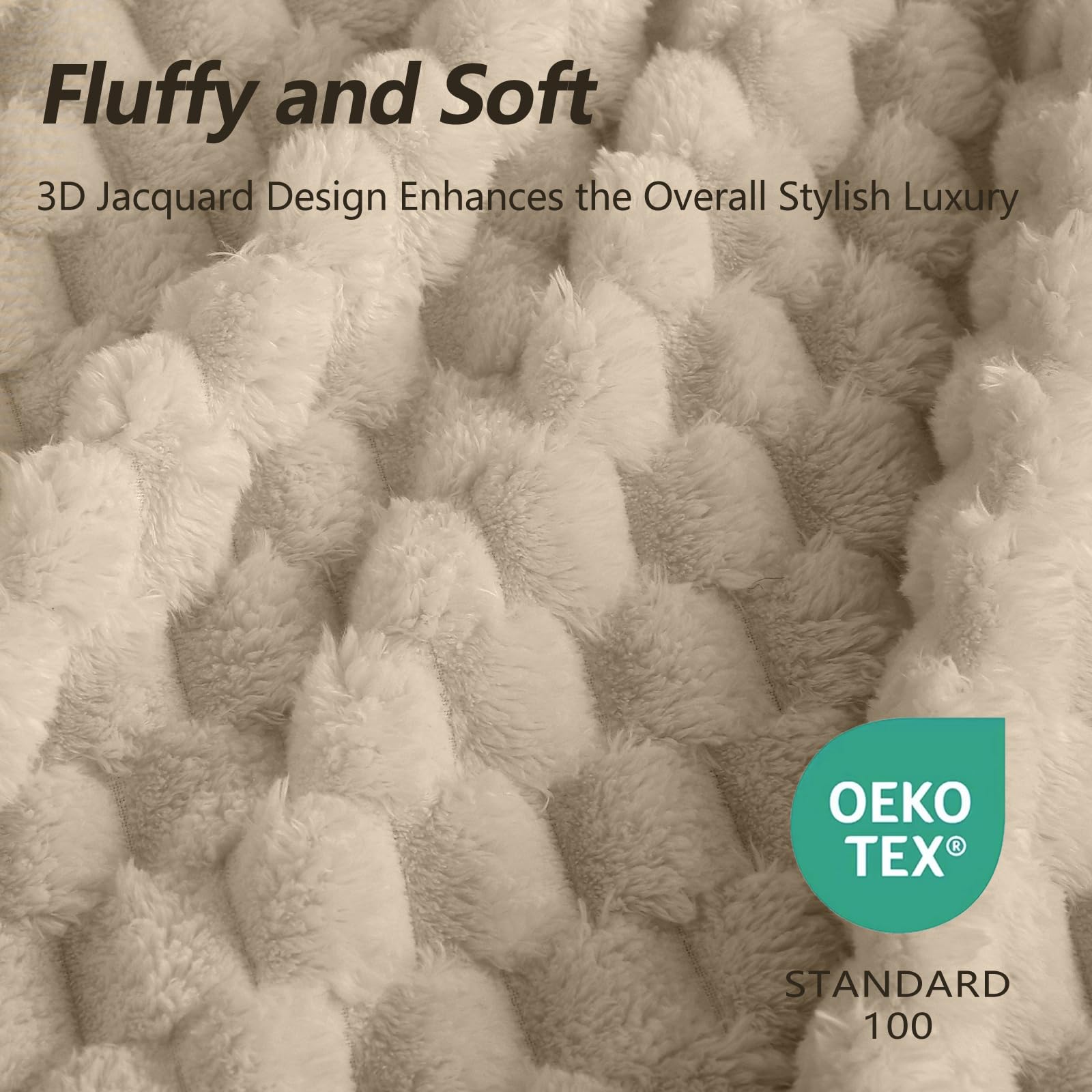 Bnuitland Coperta oversize king size in flanella jacquard 3D 300 x 300 cm, 300 g/m², morbida coperta leggera per letto, divano, divano, extra large in pile 25 x 25 cm, enorme coperta