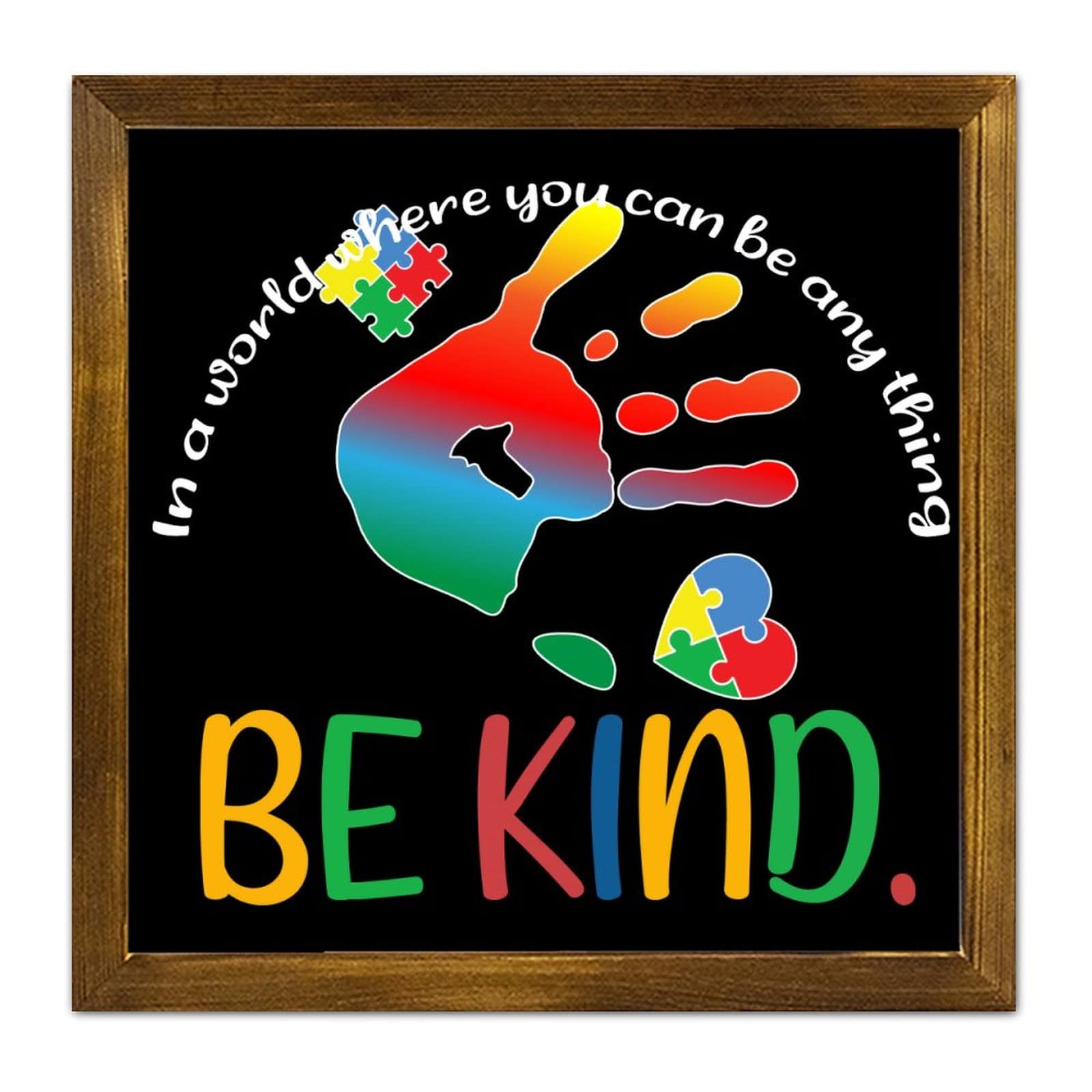 Cadre en bois Be Kind tableau suspendre 30x30 cm pour buanderie