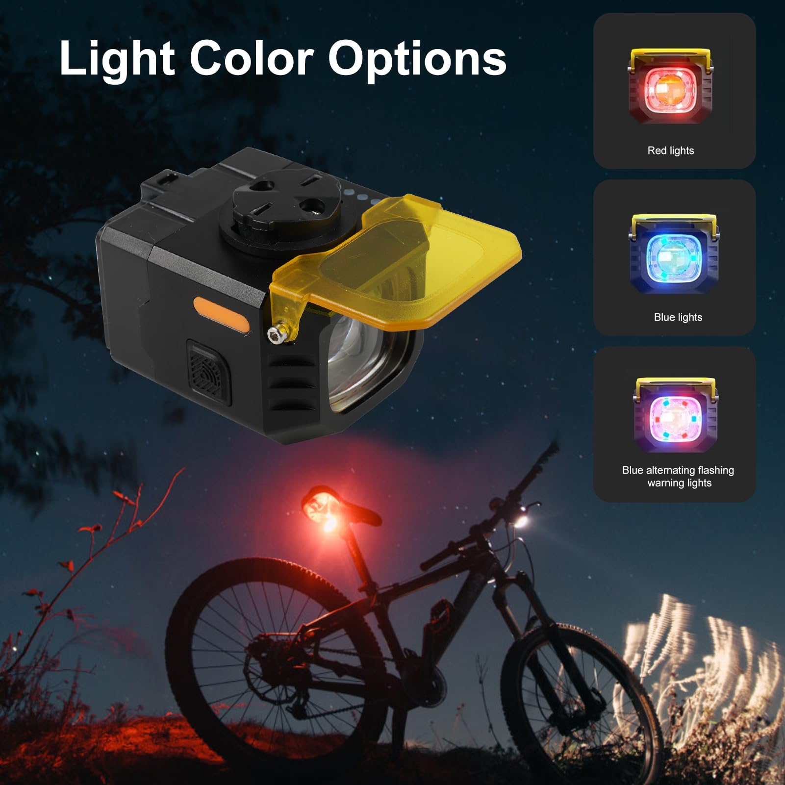 Luci per Bici Ricaricabili Set Luci per Bici Set Bicicletta 50W Faro Anteriore e Fanale Posteriore con Rilevamento Intelligente dei Freni 7 più 6 modalità IPX5