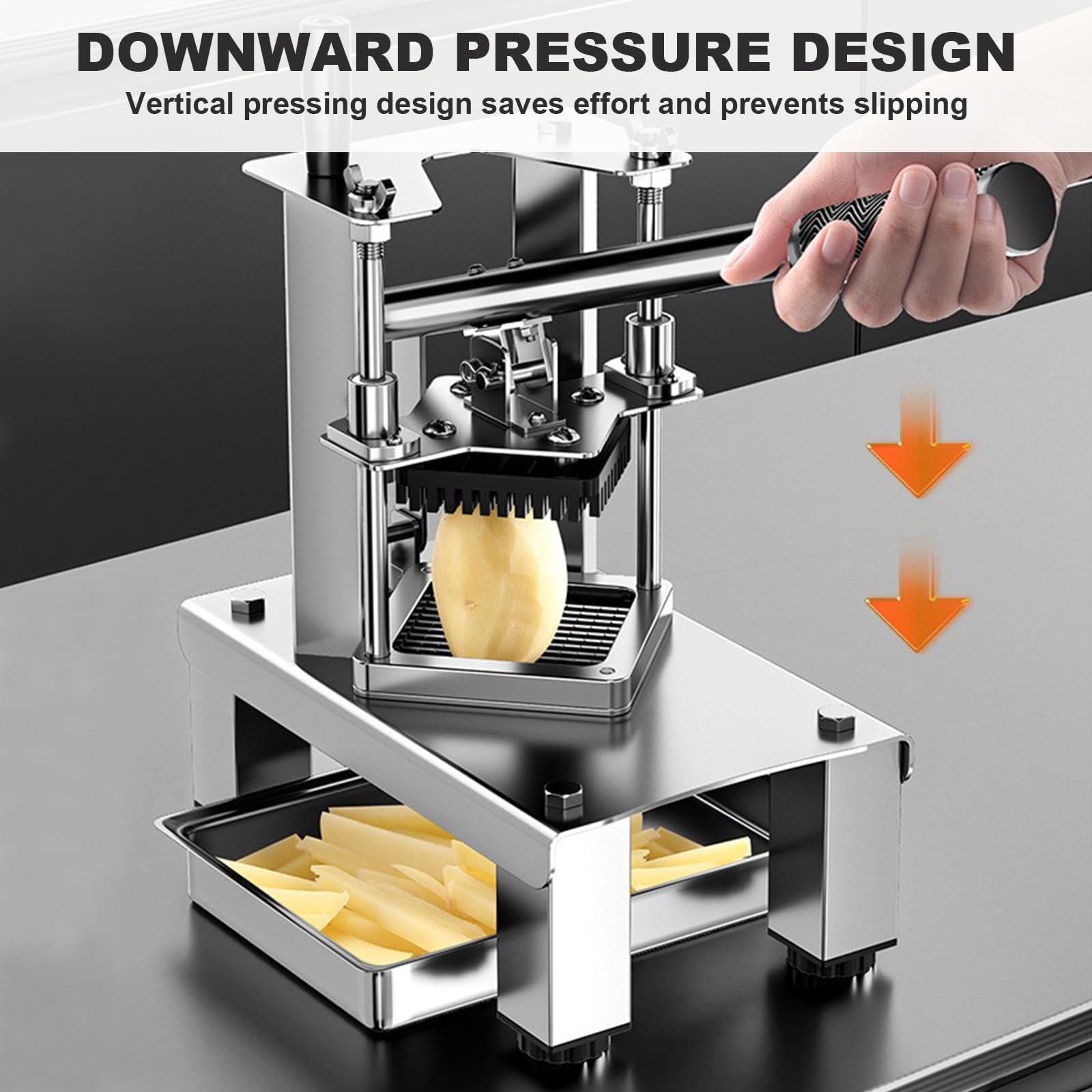 Affettaverdure in acciaio inox, affetta patate e affettatrice per alimenti con 3 lame per cipolla, carota, cetriolo, manico esteso