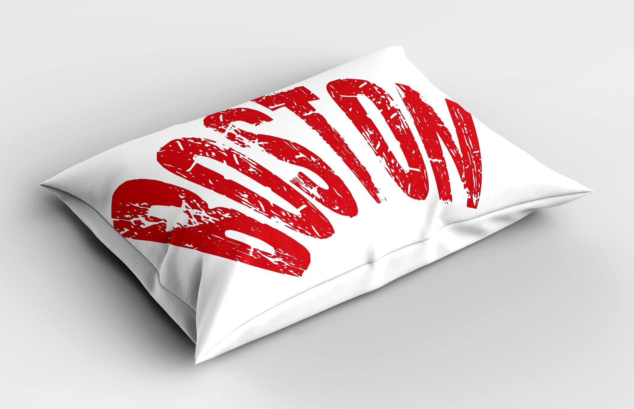 Ambesonne Boston Pillow Sham Set of 2, Calligraphic Illustration of Boston Damaged Looking Letters Curvy Form, Quality Microfiber Bedding Item for All Seasons, 36