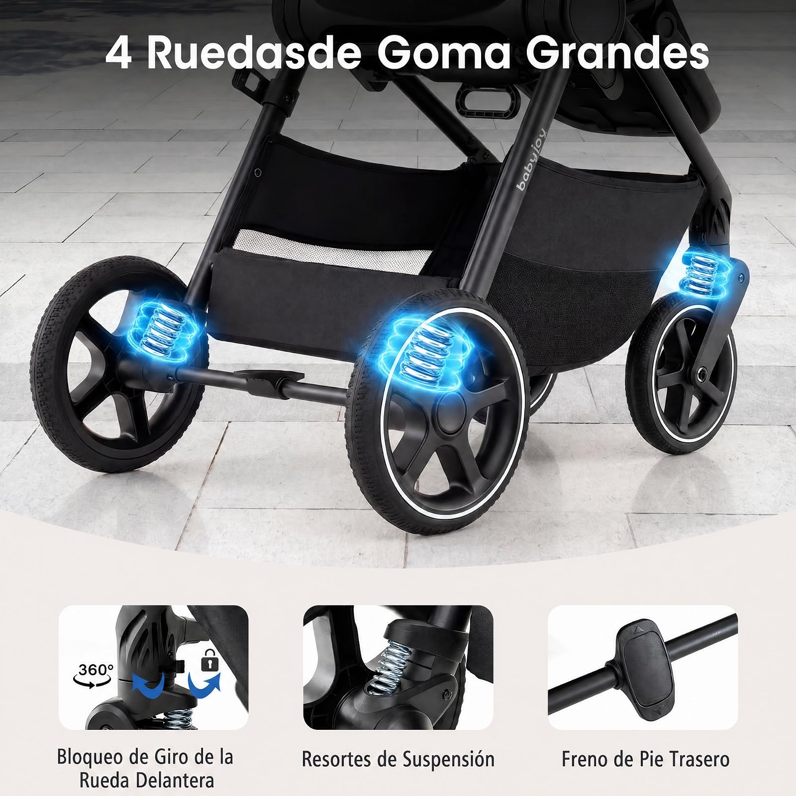 COSTWAY Cochecito para Bebés Plegable con Asiento Reversible, Gris