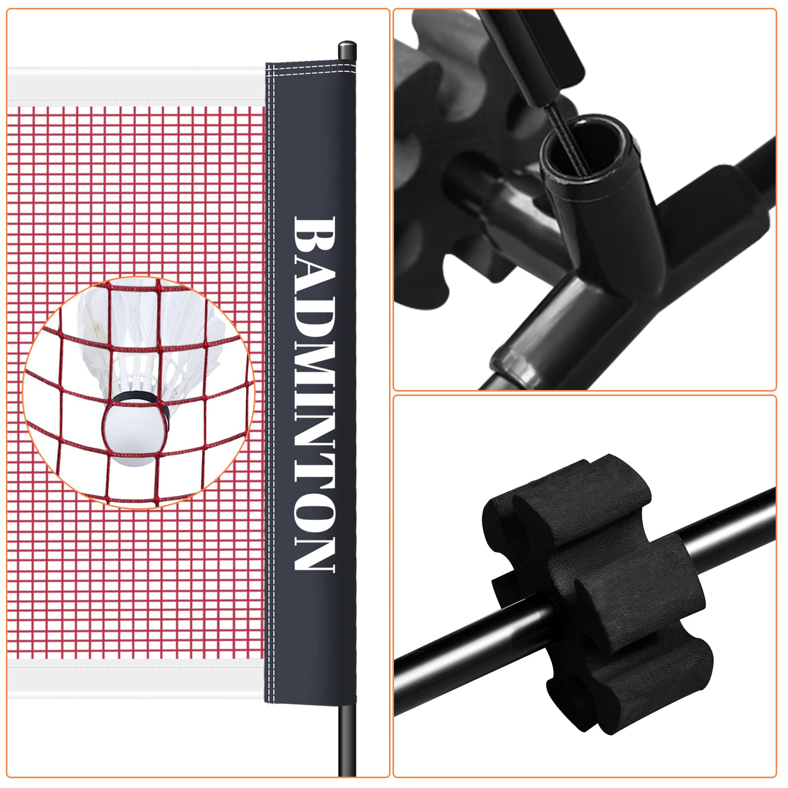 Filet de badminton d'extérieur, filet de volley-ball, réglable en hauteur, pliable, filet de volley-ball avec sac de transport, filet de badminton pour jardin, terrain de sport et autres lieux