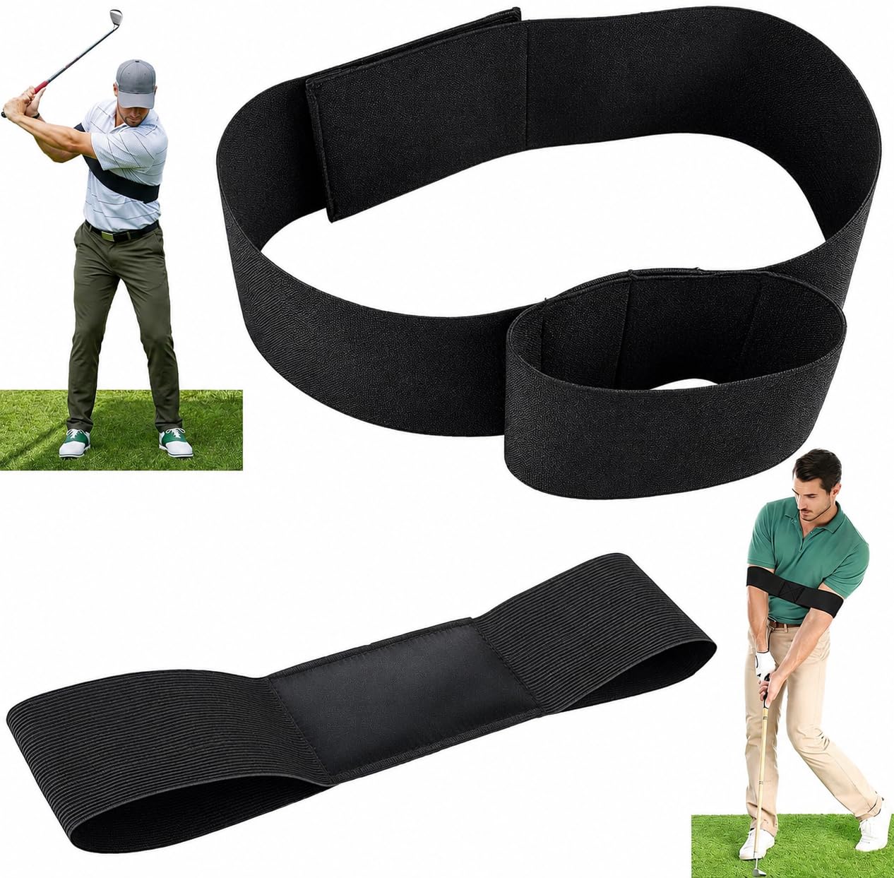 2PCS Slider Golf Training Aid, Adjustable Golf Swing Trainer with Arm Band for Swing Correction & Consistency, Swing Sync Golf Trainer for Indoor Outdoor Practice, Suitable for Beginners, Men & Women