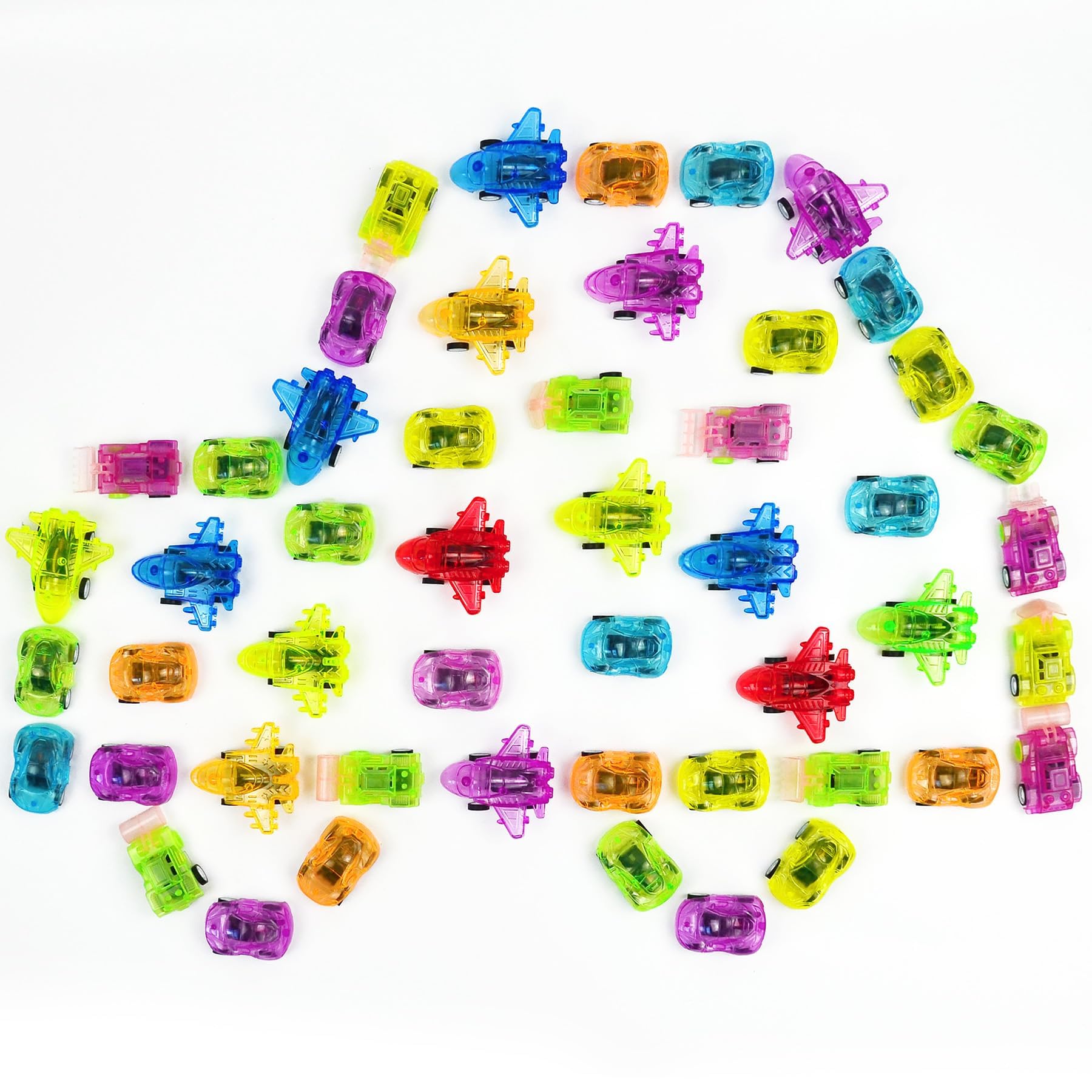 Vileafy 50 Mini Pull Back Cars for Kids –Easter Egg Stuffers, Birthday Goodie Bag Stuffers, Classroom Rewards, Party Favors& Carnival Prizes – Multicolored Mini Vehicle Toys for Boys & Girls Ages 3-5