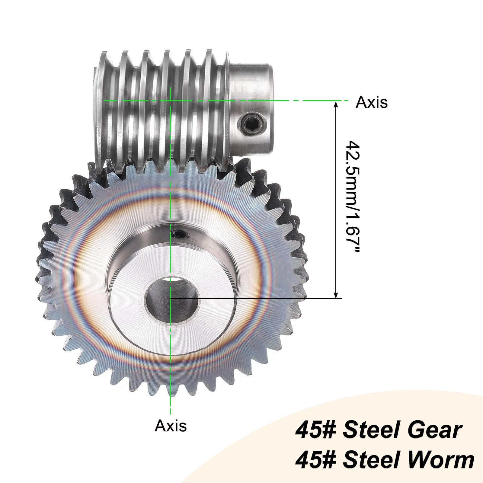 QUARKZMAN #45 Engrenage À Vis Sans Fin En Acier 20T Module 1.5 Taux De Réduction 20:1 Rotation Droite BoîteRoue(Engrenage-Alésage 12mm Diamètre Extérieur 63mm, Tige Alésage 8mm)
