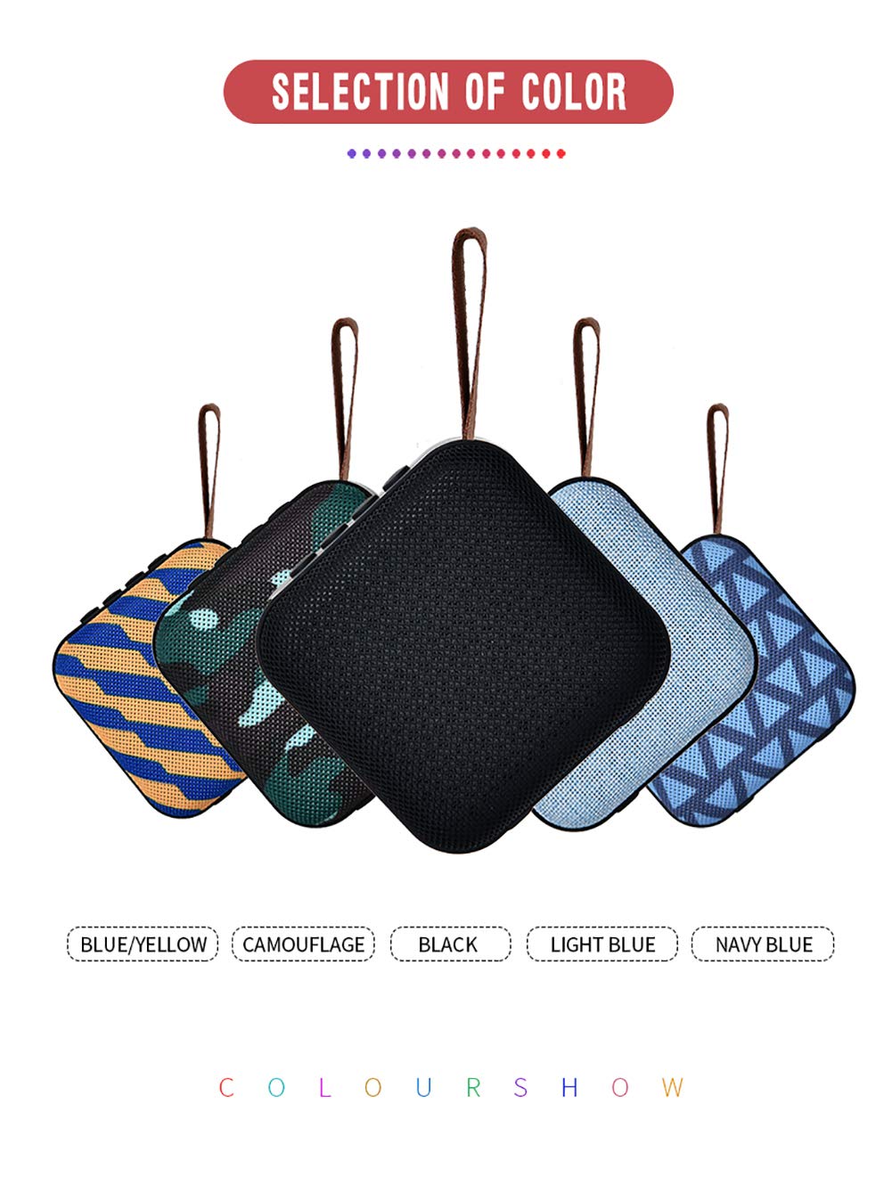 C- Altavoz Bluetooth Portátil Mini Altavoz Inalámbrico Sistema De Sonido 10W Música Estéreo Envolvente Altavoz para Exteriores Soporte FM Tfcard,Azul
