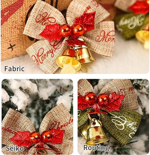 Miniatura 3 de 10 mini lazos de Navidad de 2 pulgadas, coronas de arpillera verde y rojo, lazos pequeños para decoración de árbol de Navidad para bodas, fiestas,