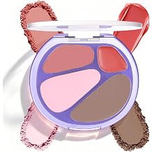 Eye & Face Palette, Matte Shades for Eyes, Cheeks, Glow & Definition, 4-in-1 Highlighter, Eyeshadow, Blush and Bronzer Makeup Palettes Kit for Women, Crease-Proof Travel-Friendly 02