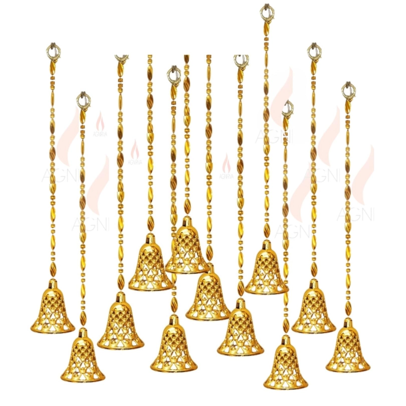 Agnirva Decorative Golden Bell Strings/ladi/toran/Wall Hanging 3ft Toran for Diwali Navratri Temple Pooja Room Wedding Party Decor/Stage Backdrops, Decoration Items Theme Party Christmas(Pack of 12)-image-41