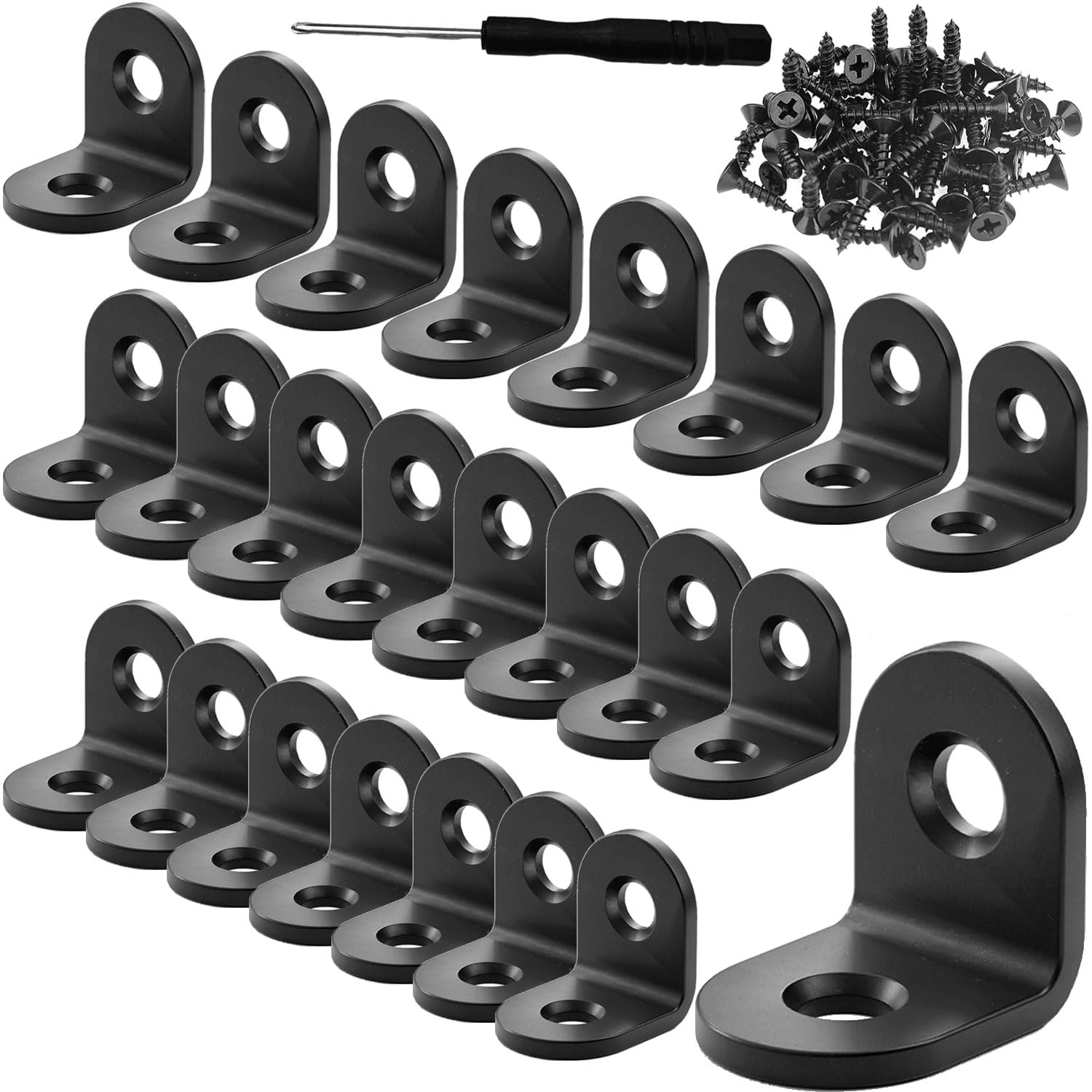 Wopanxye L字金具 24個 アングルブラケット ステンレス製 90度直角 L字金具 ソファ 補強ブラケット 木製家具 テーブル 靴棚 デスク 補強金具 キッチンキャビネット 窓 固定金具 棚受け金具 コーナーブレース 接合金具 24個ネジ付け 16 x 20 mm