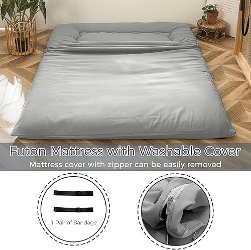 Miniatura 7 de MAXYOYO Colchón japonés extra grueso de 6 pulgadas, colchón de tatami plegable para adultos, cama enrollable para habitación de invitados,