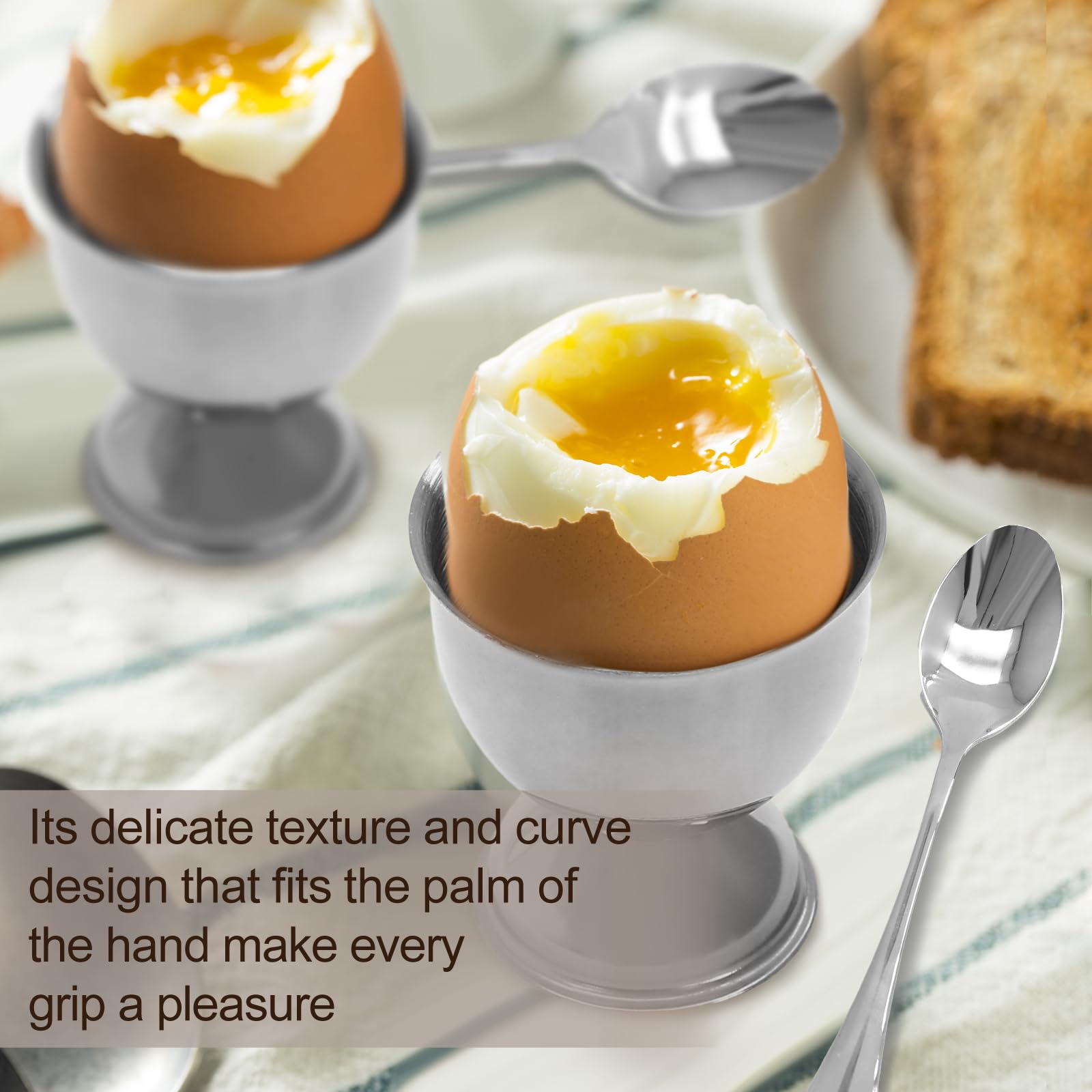 Amazon.com: Bonsicoky Silver Egg Cups and Spoons Set of 8