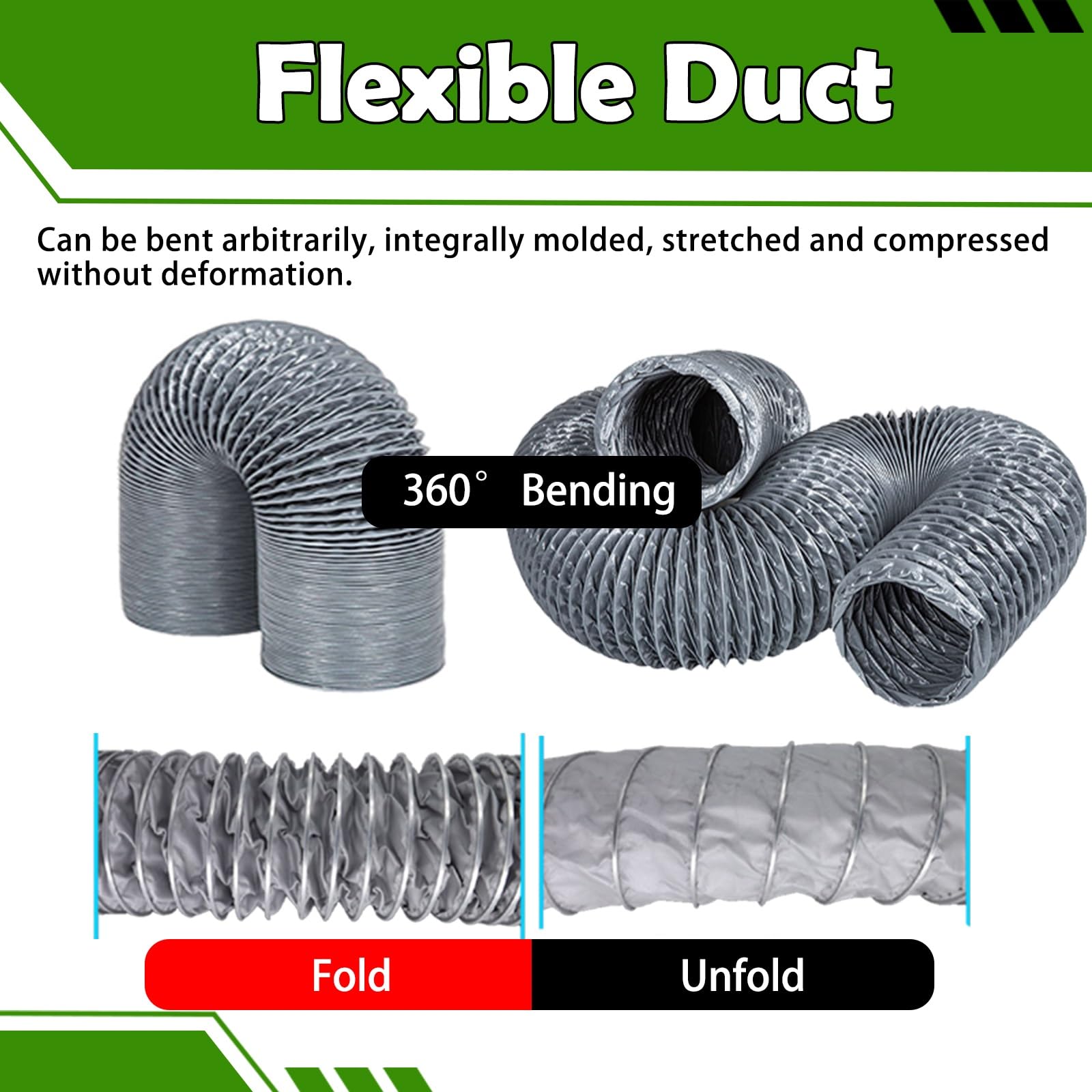 IBOWZ Tubo Flessibile di Scarico per Ventilazione in Nylon Tubo Flessibile Flessibile per condotti dell'Aria robusti per cappe di Saldatura e aspirazione di fumi da altoforno