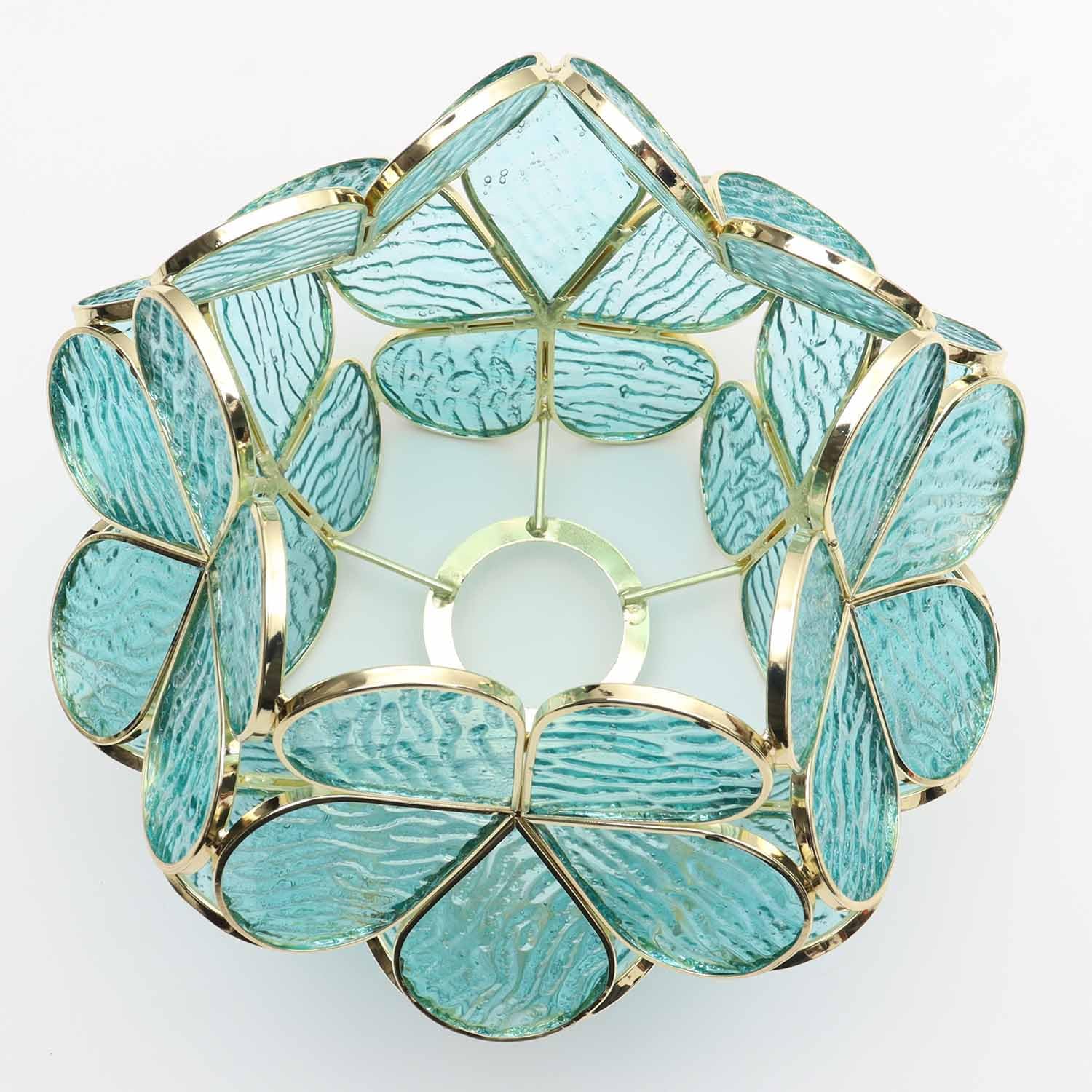 S10733 Tiffany Style - Pantalla con diseño de pétalos de flores de cristal (Textured Aqua Blue, 8 pulgadas, flor de cerezo) 4