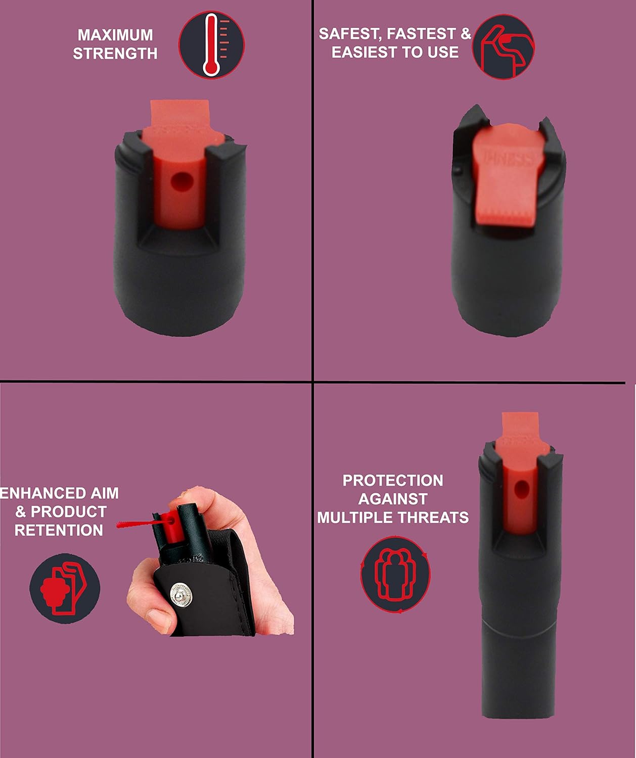 Wholesale Lot Pepper Spray Maximum Strength 1/2 oz Compact Size Police Grade Formula Best Self Defense Tool for Women with Leather Case