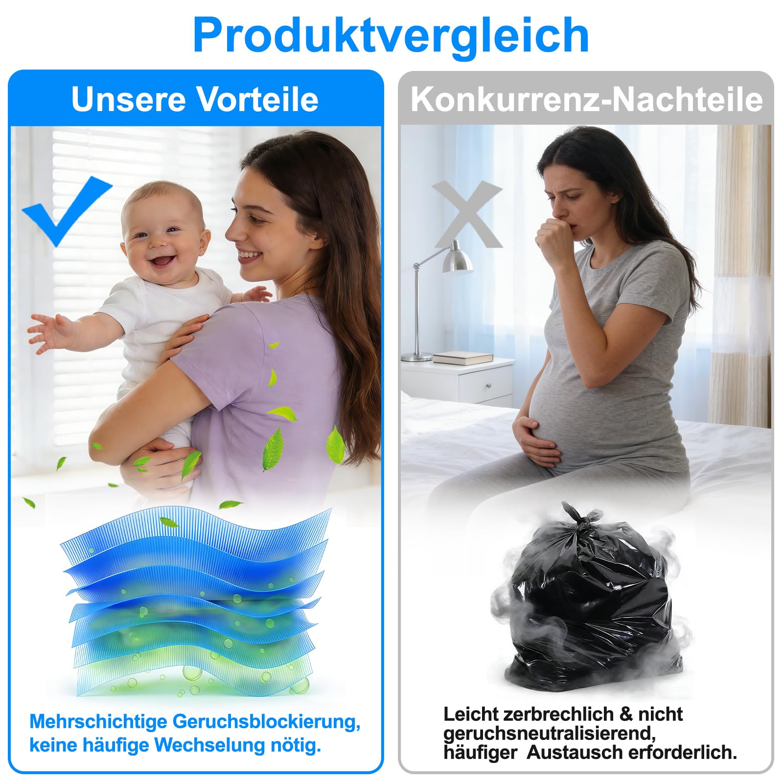 Windeleimer Nachfüllfolie & Nachfüllkassetten 30 Stück, Universal für Windeleimer & Katzenstreu-Entsorgungsbehälter