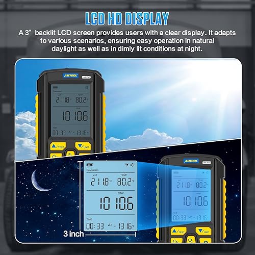 Miniatura 8 de AUTOOL Juego de medidores de vacío digital, medidor de vacío digital HVAC, con modo de evacuación, prueba de fugas de presión, rango de 0-2000 mbar,