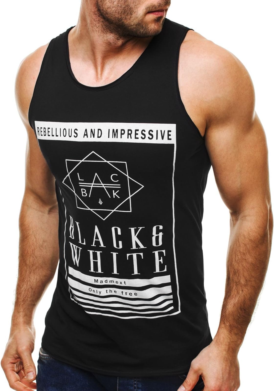 OZONEE Men's Top Tank Tank Top TankShirt T-Shirt with Print Undershirt Sleeveless Vest Muscle Shirt Fitness Madmext 1323