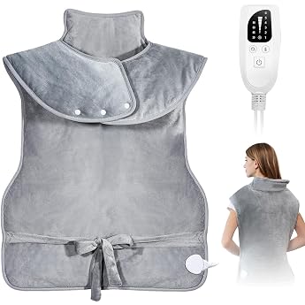 Souvik Heating Pad for Back Shoulder Neck Heat Wrap with Quick Heating Back Warmer Electric Blanket for Women and Men with Waist Strap 6 Temperature Levels with 4 Timer Settings Washable