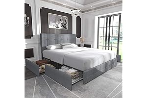 Allewie Upholstered Queen Bed Frame with Headboard Storage