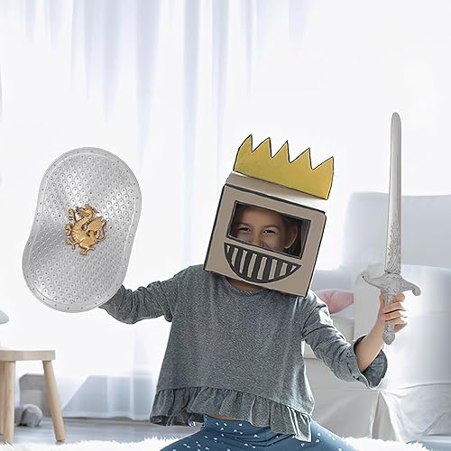 Miniatura 8 de Toyvian Conjunto de cascos para niños pequeños, trajes para niños, disfraz de guerrero de batalla, accesorios para niños, conjunto de caballero para