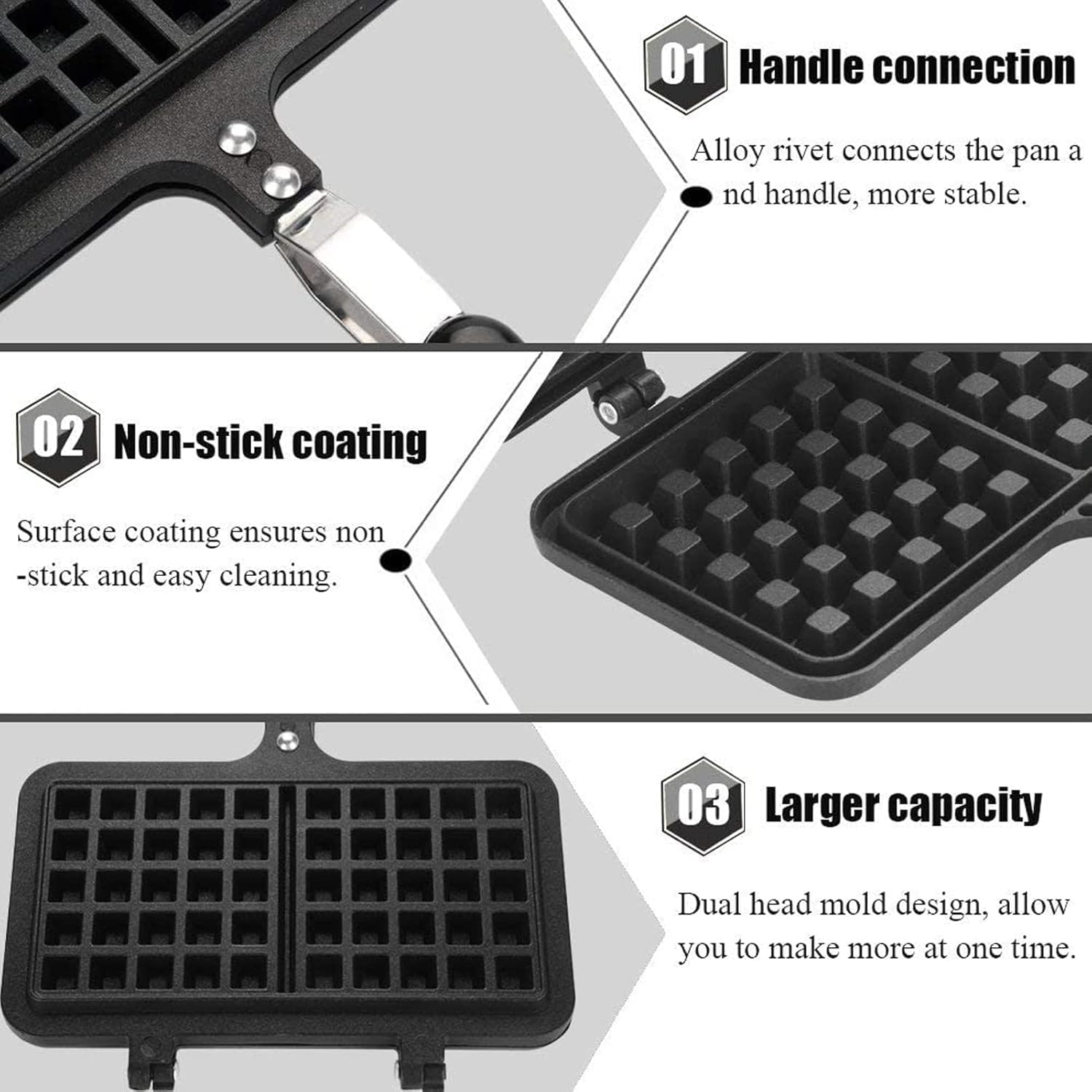 DIKSUL Double Head Square Waffle Maker Pan 2