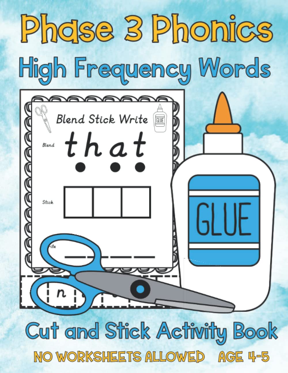Phase 3 Phonics High Frequency Words Cut and Stick Activity Book: Reception Workbook