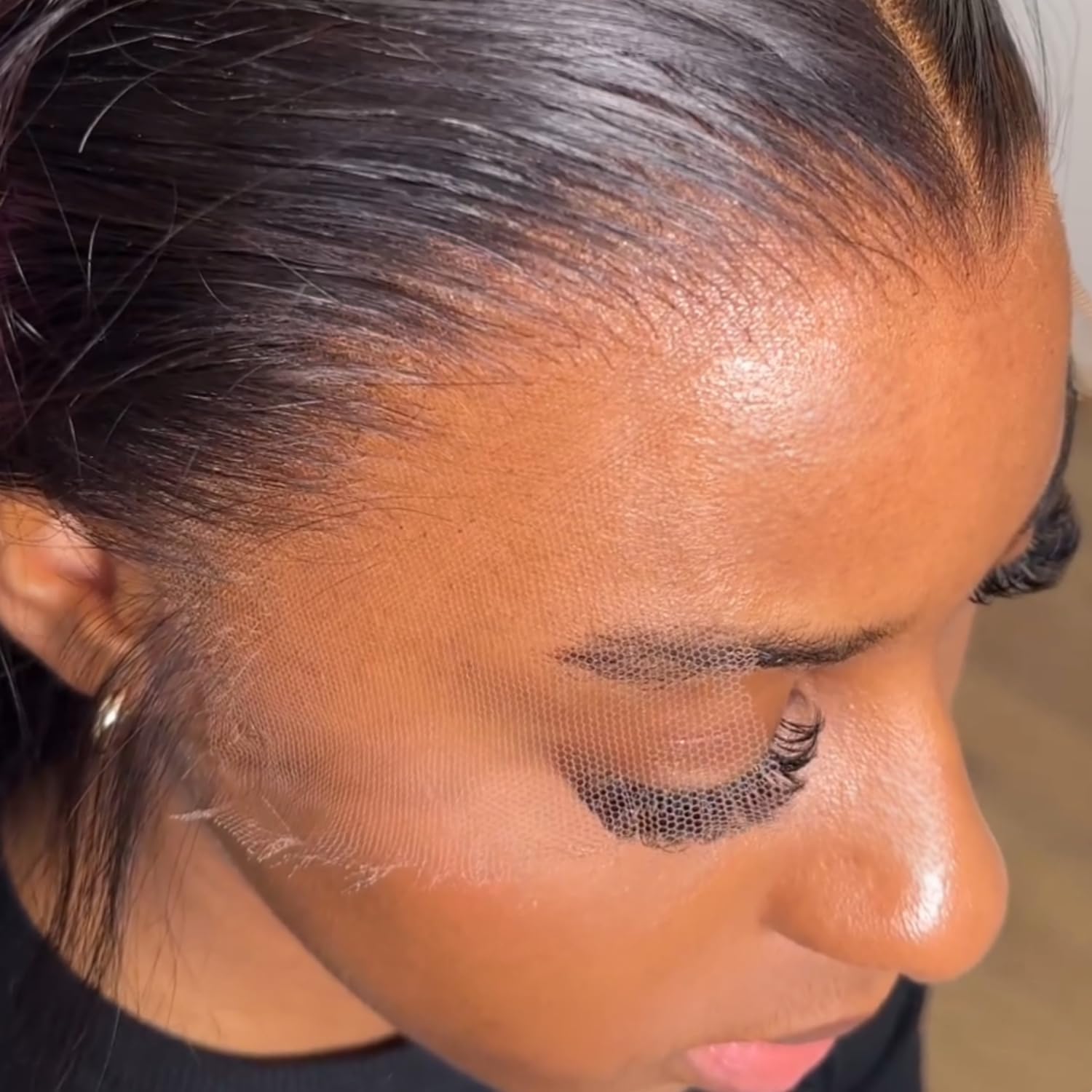 Lashey 13x4 HD Lace Frontal, Natural Black HD Frontal Pre Bleached Knots Pre Plucked Hairline Straight Human Hair 16 Inch
