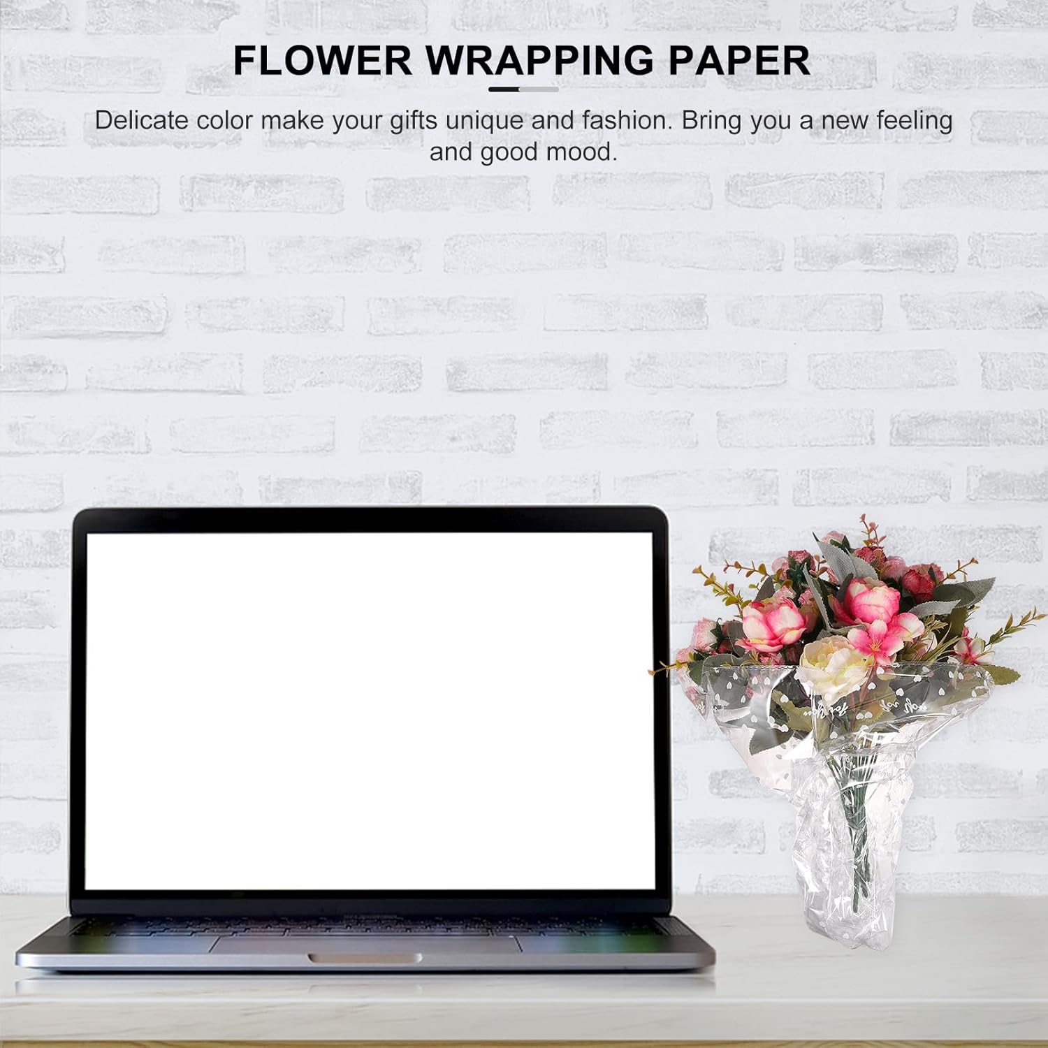 BELLIFFY Waterproof Glass Wrapping Paper 43cm X 55cm, 100pcs Opp Packaging Sheets for Flower Bouquets and DIY Wrap, Dustproof Cellophane Paper for Crafting and Floral Arrangements