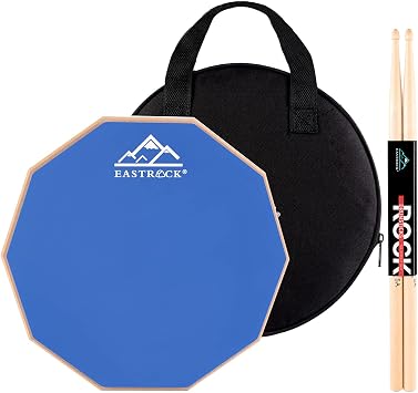 EASTROCK 12 Inches Practice Drum Pad Double Sided Silent Drum Pad, Blue