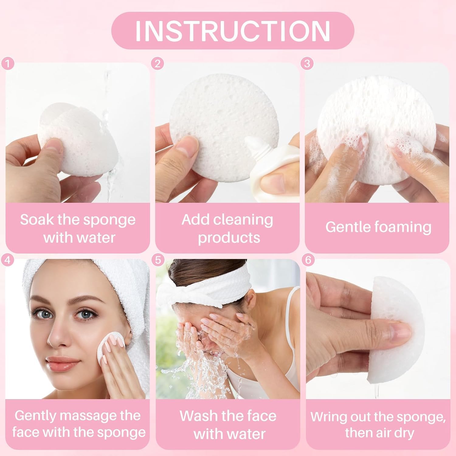 25Pcs Facial Sponges Cleansing, incl. 15 Pcs Mask Brushes and 10 Pcs Cleansing Sponges - Image 4