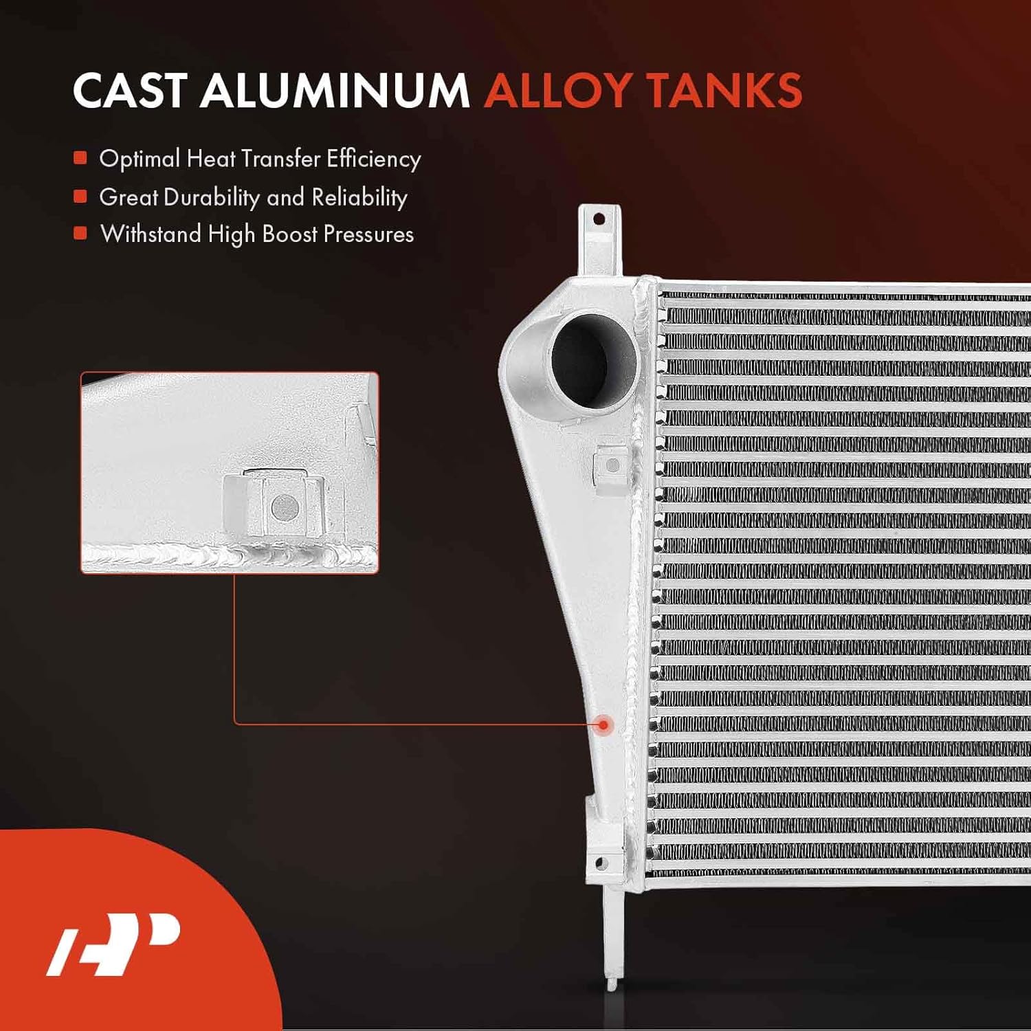 A-Premium Turbo Intercooler Compatible with Ford E-350/E-450 Super Duty 2008-2010, 6.0L Turbocharged, for 6C2Z6K775A