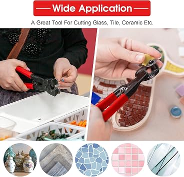 Mosaic Tools, 200mm Heavy Duty Glass Mosaic Cut Nippers Ceramic Tile Wheel Wheeled Cutter Pliers Tool for Glasss Tile Ceramic Cutting